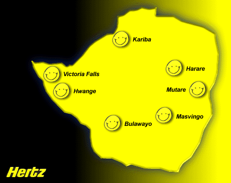 Hertz Zimbabwe Branch Map