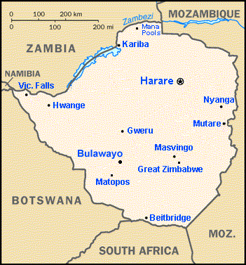 Map of Zimbabwe